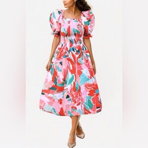 JESSIE ZHAO/.Marisa Watermelon Smocked Midi Dress Sz XL